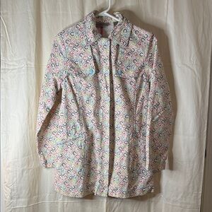 Patterned Trench Coat with Multicolor Motif